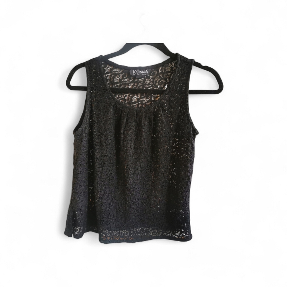 Raffinalla Black Lace Sleeveless Top Size 6